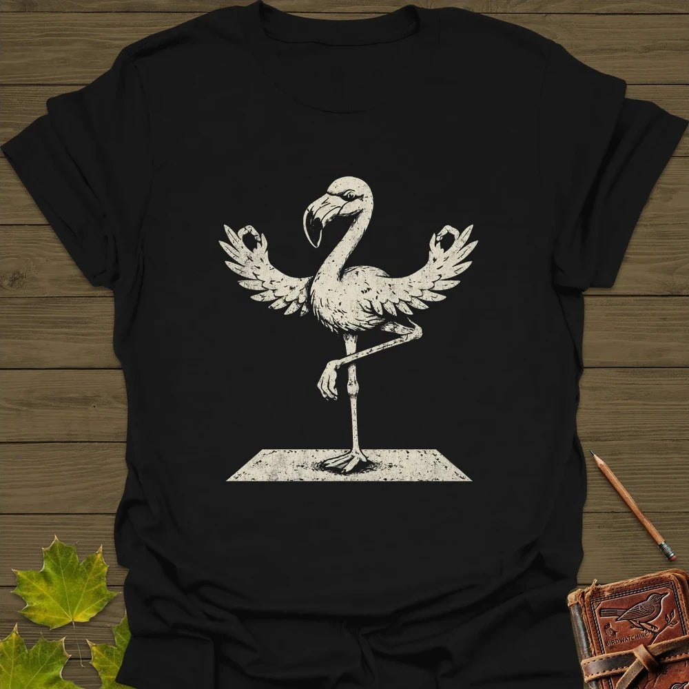 Flamingo Yoga T-Shirt Black