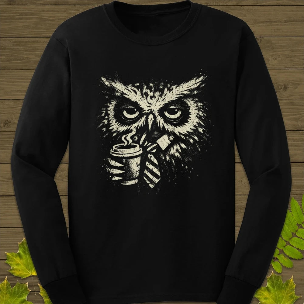 Office Owl Long Sleeve Black