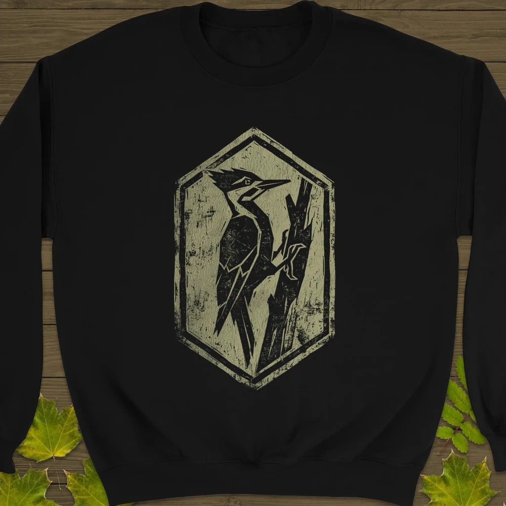 Woodpecker Silhouette Sweatshirt Black