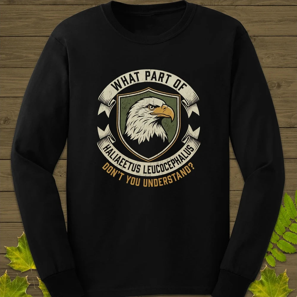 Nerdy Bald Eagle Long Sleeve Black