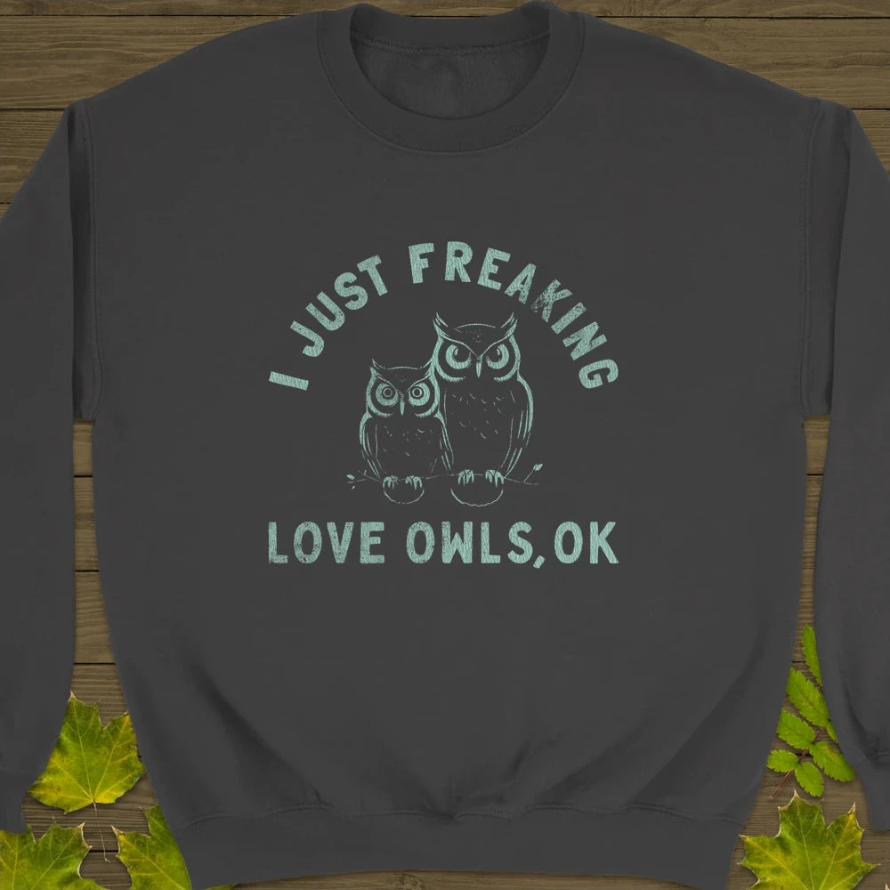 Freaking Love Owls Crewneck Sweatshirt Charcoal