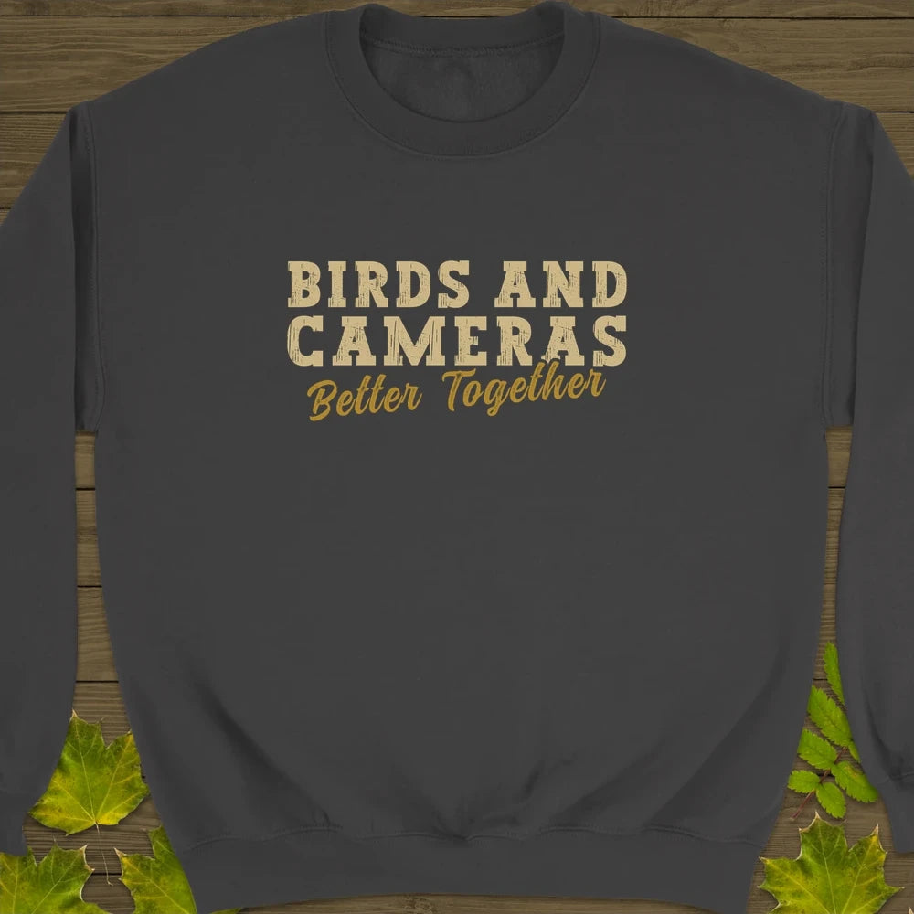 Birds And Cameras Crewneck Sweatshirt Charcoal