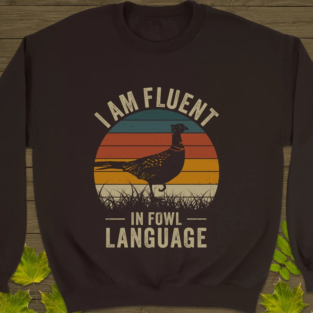 Fluent In Fowl Language Crewneck Sweatshirt Dark Chocolate