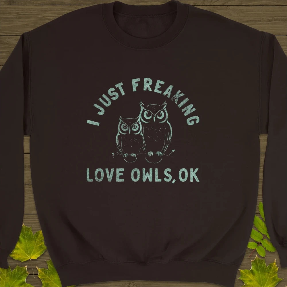Freaking Love Owls Crewneck Sweatshirt Dark Chocolate