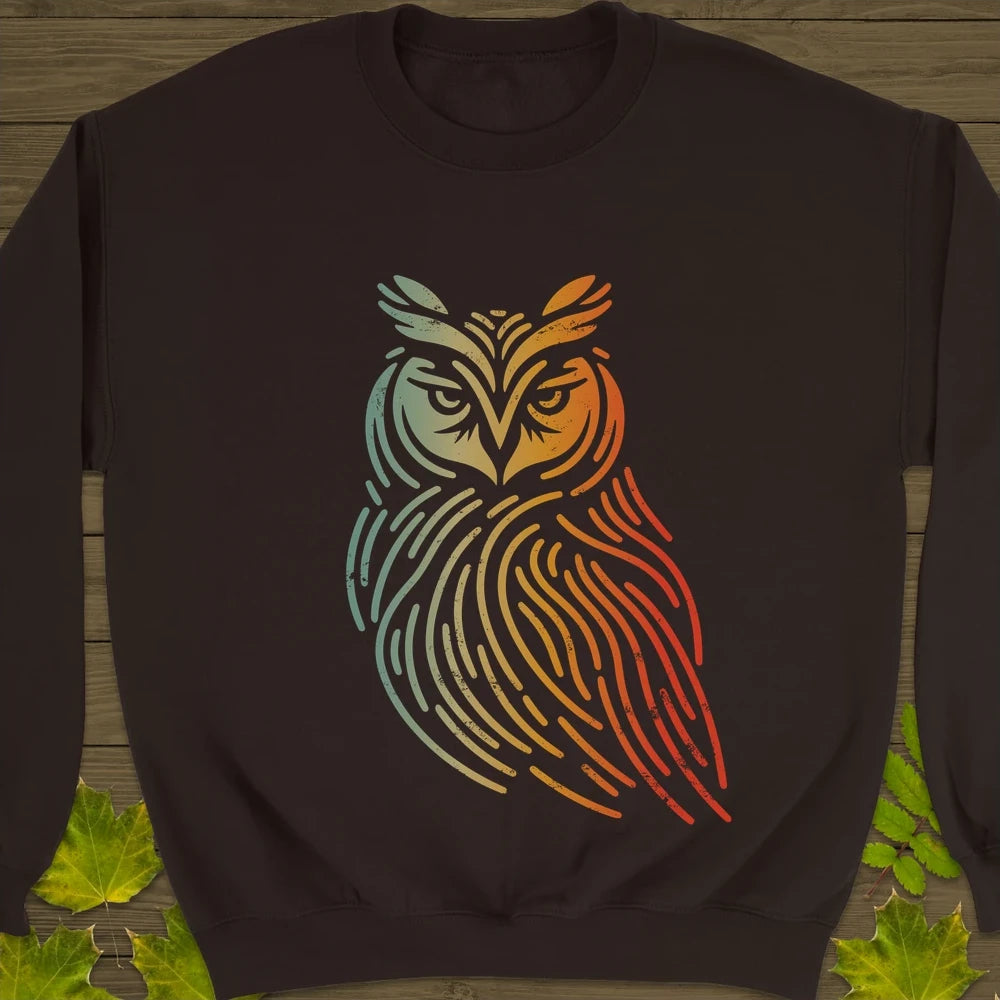 Modern Owl Silhouette Crewneck Sweatshirt Dark Chocolate