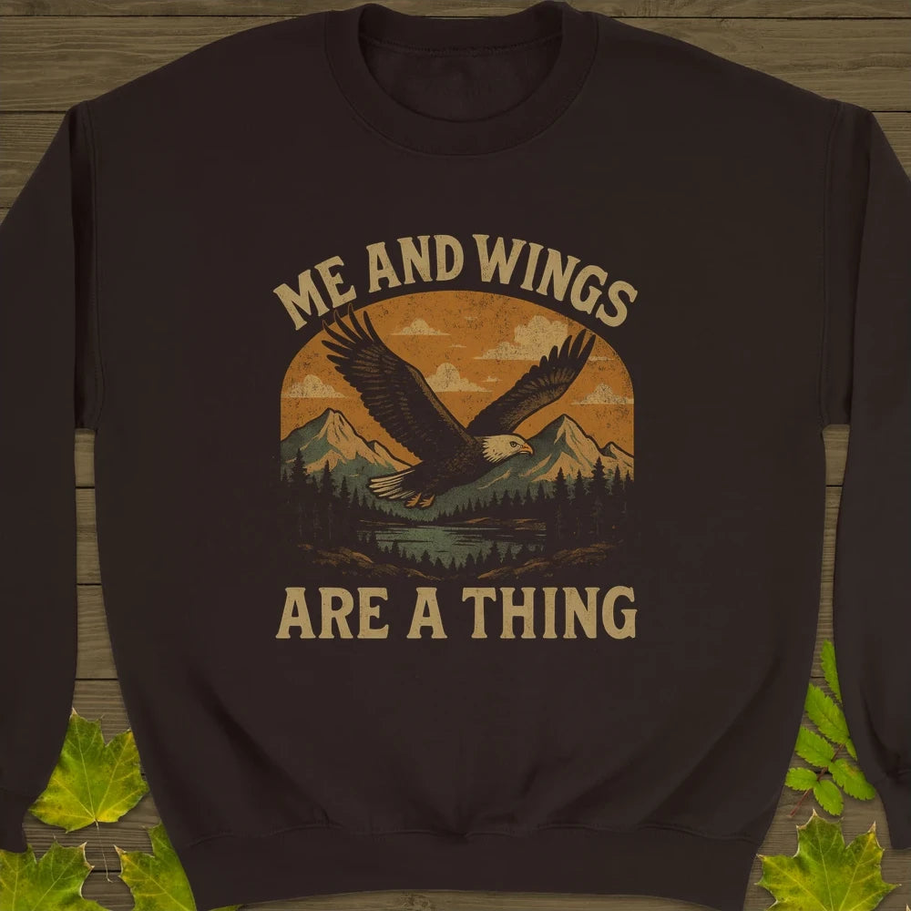 Me and Wings Crewneck Sweatshirt Dark Chocolate