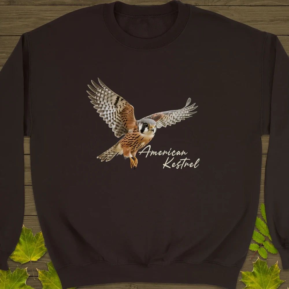 Flying American Kestrel Sweatshirt Dark Chocolate