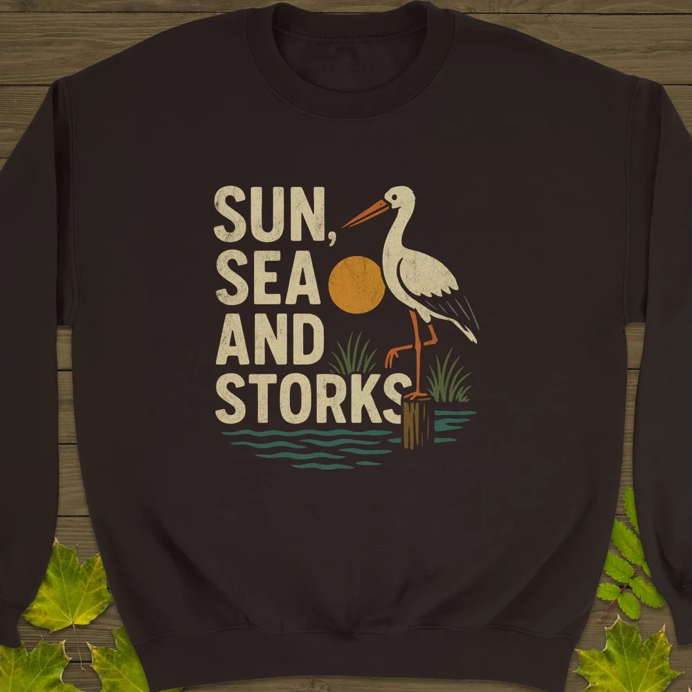 Sun, Sea and Storks Crewneck Sweatshirt