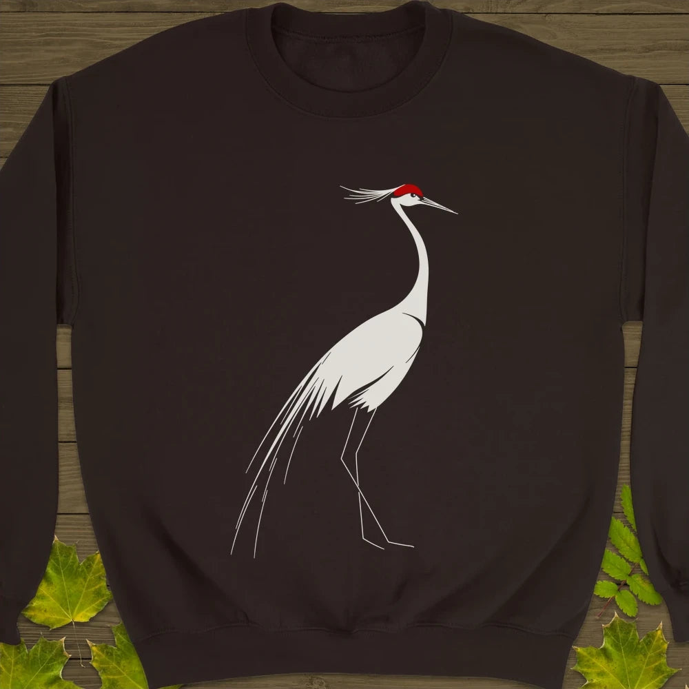 Elegant Lines Crane Crewneck Sweatshirt Charcoal