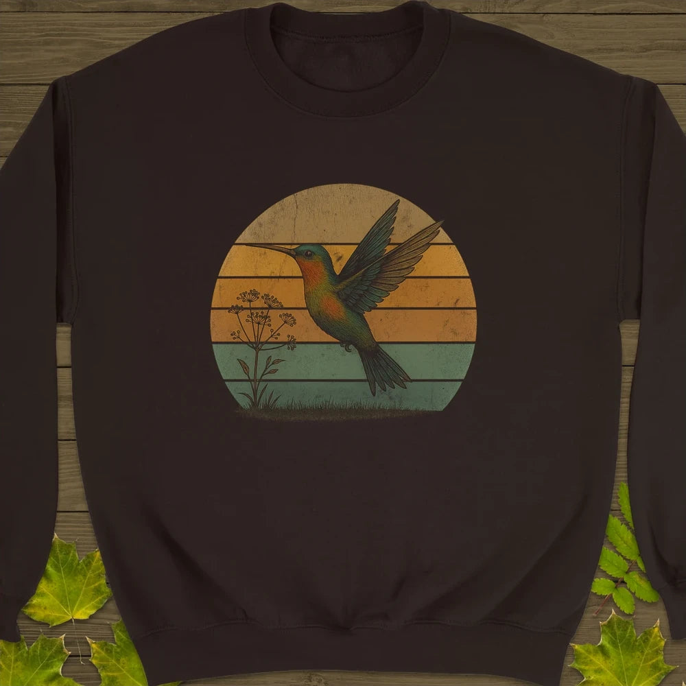 Vintage Hummingbird Sunset Crewneck Sweatshirt Dark Chocolate