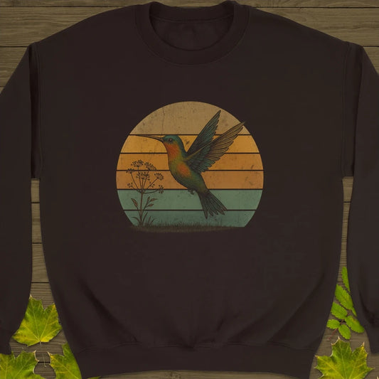Vintage Hummingbird Sunset Crewneck Sweatshirt Dark Chocolate