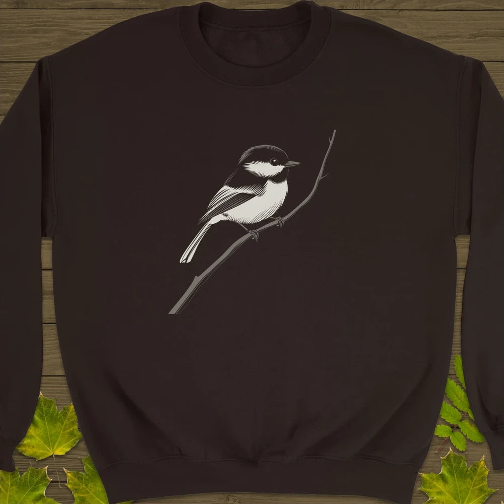 Black-Capped Chickadee Crewneck Sweatshirt Dark Chocolate