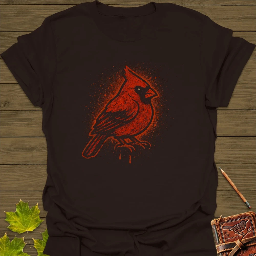 Northern Cardinal Art T-Shirt Dark Chocolate