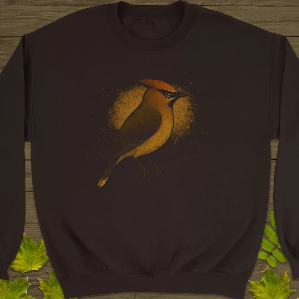 Cedar Waxwing Art Crewneck Sweatshirt Dark Chocolate