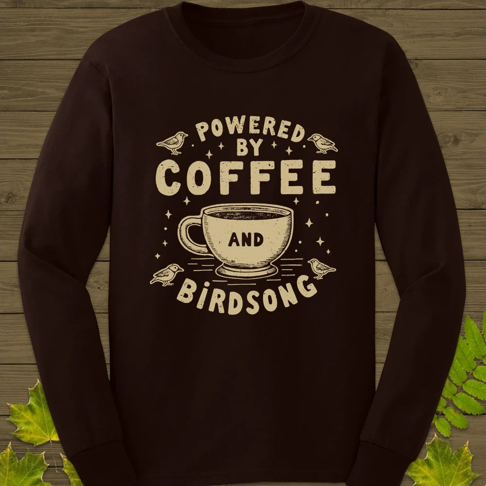 Powered By Coffee and Birdsong Long Sleeve Dark Chocolate