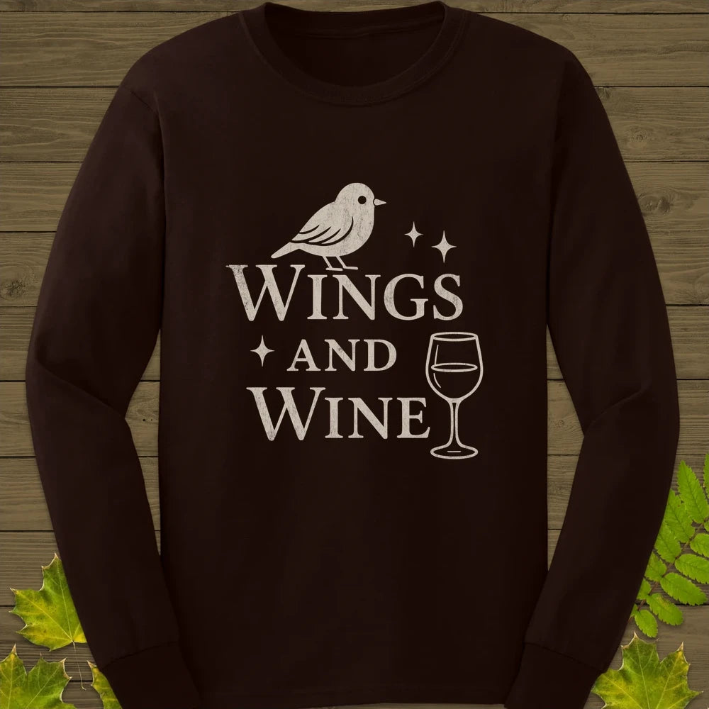 Wings and Wine Long Sleeve Dark Chocolate
