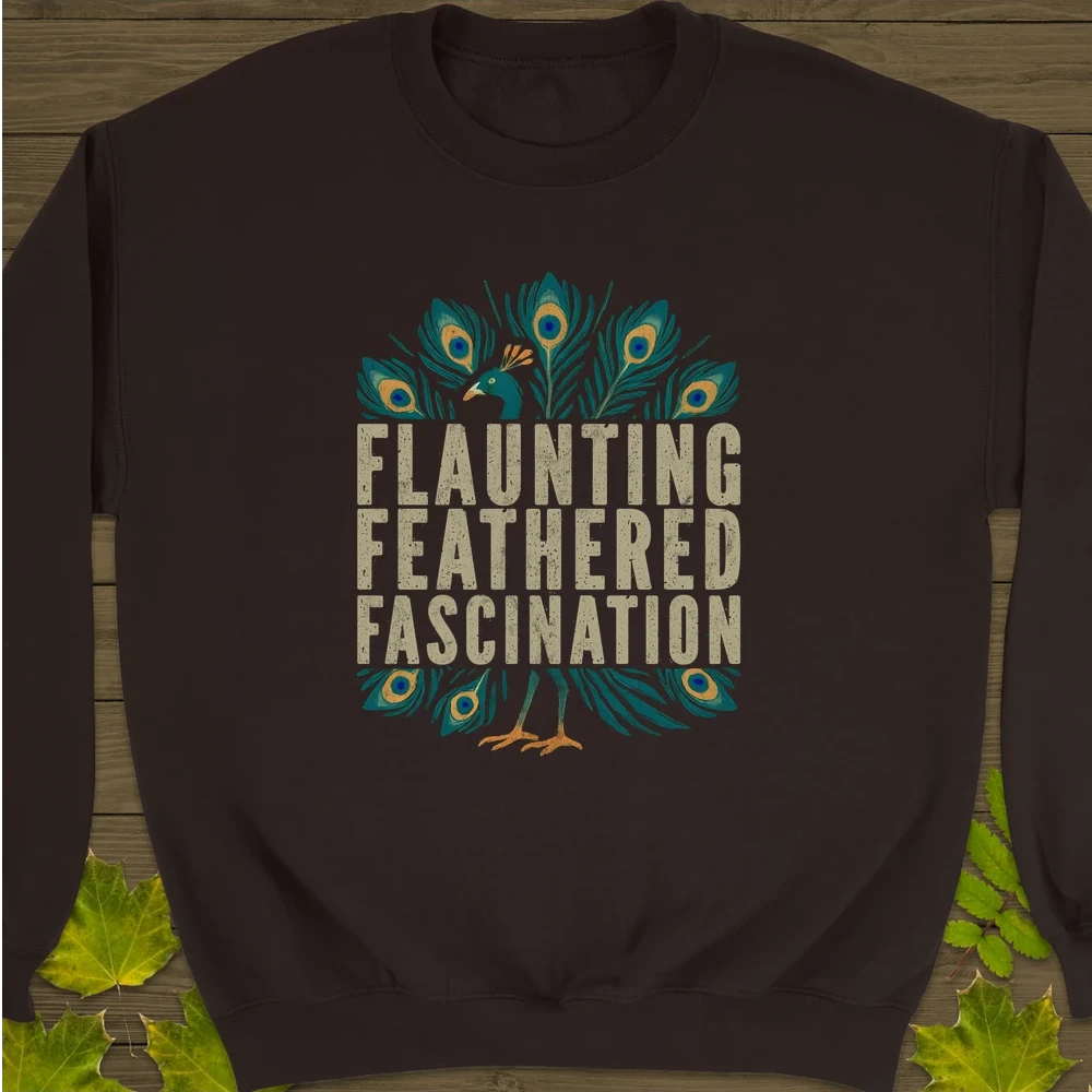 Feathered Fascination Crewneck Sweatshirt Dark Chocolate