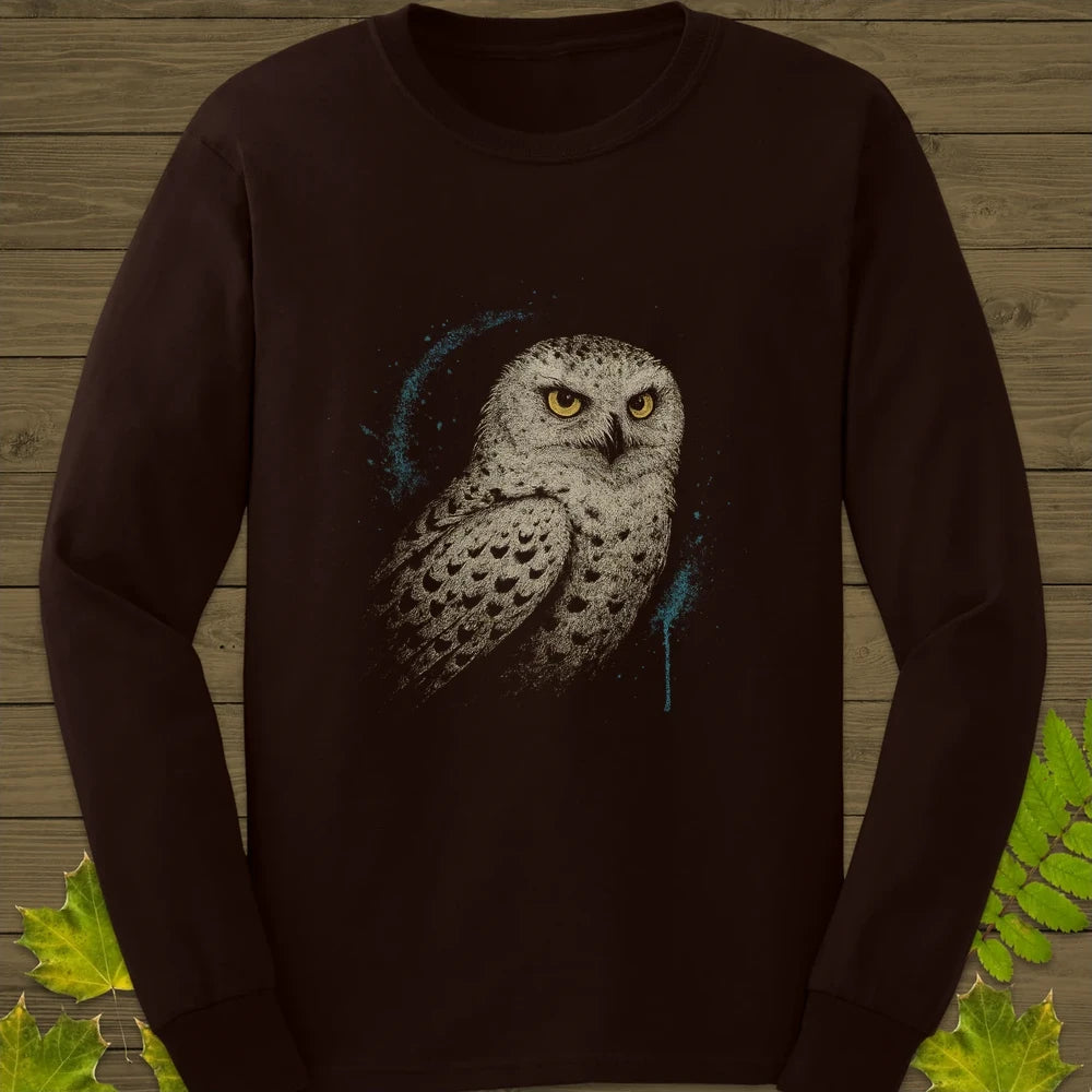 Snowy Owl Art Long Sleeve Dark Chocolate