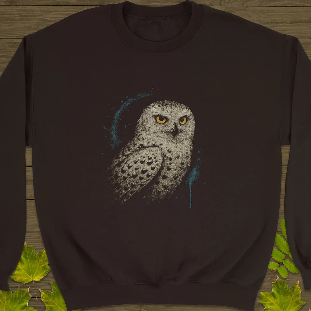 Snowy Owl Art Crewneck Sweatshirt Dark Chocolate
