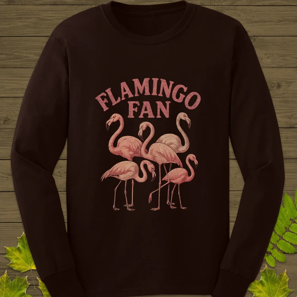 Flamingo Fan Long Sleeve Dark Chocolate