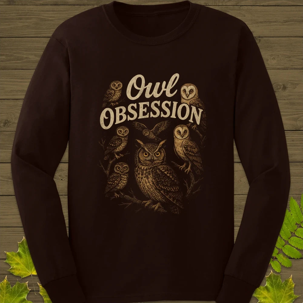 Owl Obsession Long Sleeve Dark Chocolate