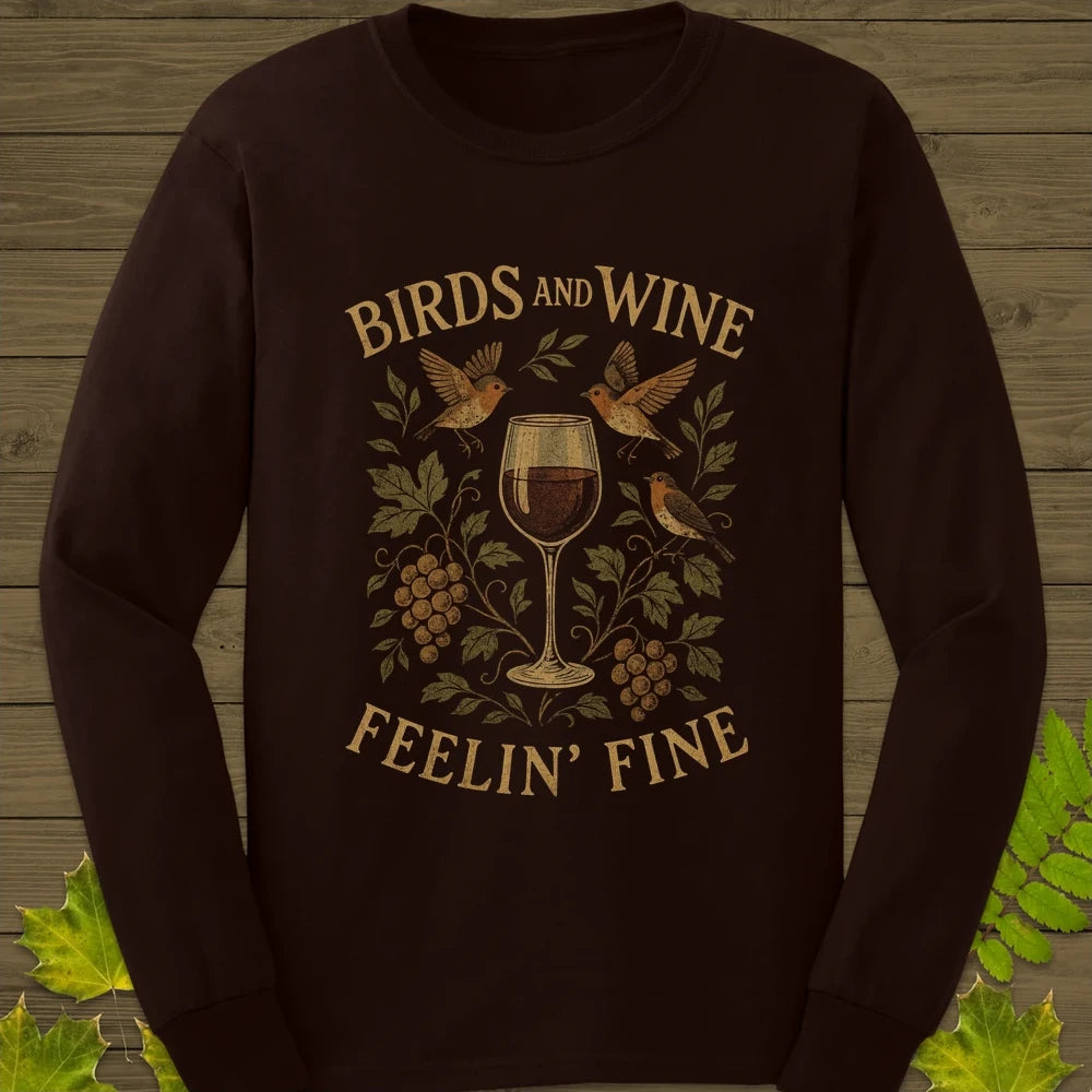 Birds and Wine Long Sleeve Dark Chocolate
