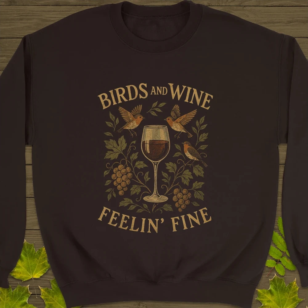 Birds and Wine Crewneck Sweatshirt Dark Chocolate