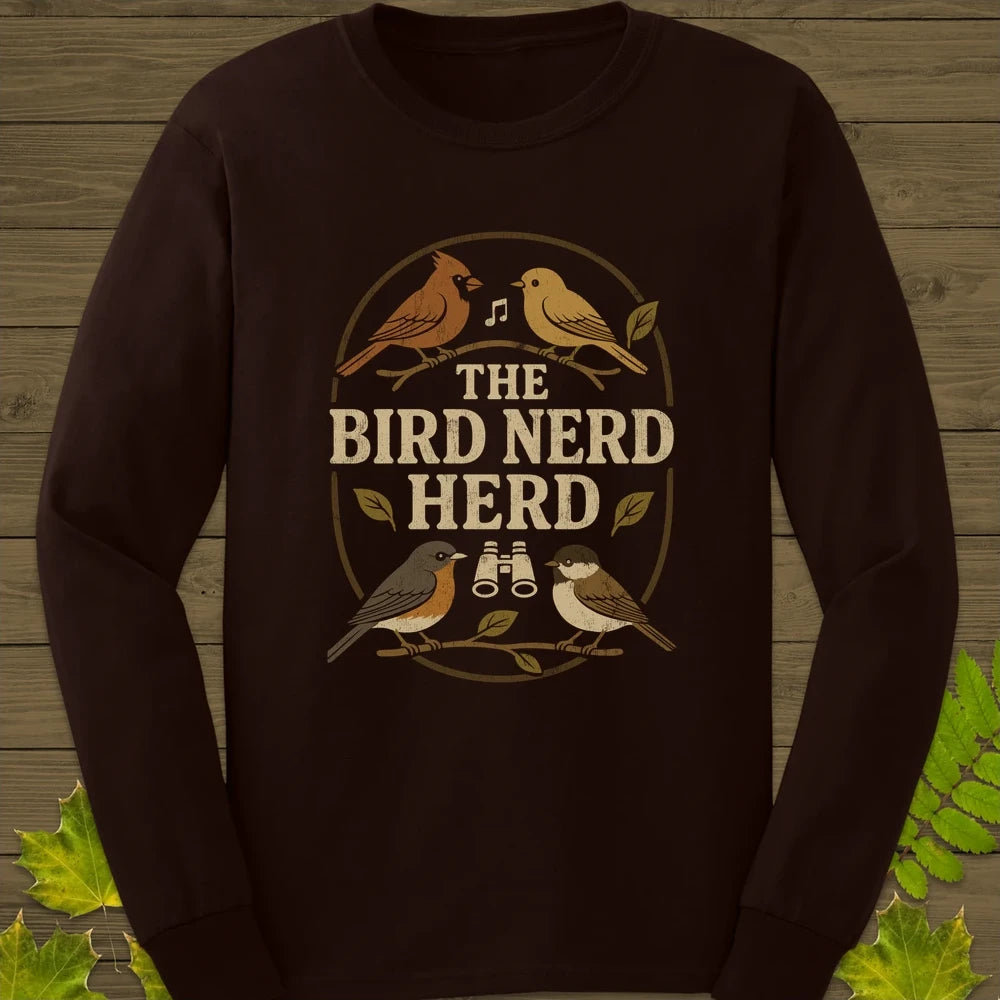 Bird Nerd Herd Long Sleeve Dark Chocolate