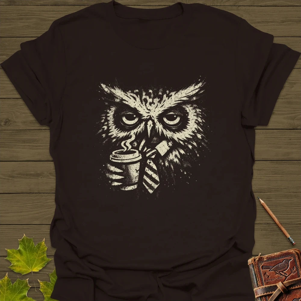 Office Owl T-Shirt Dark Chocolate