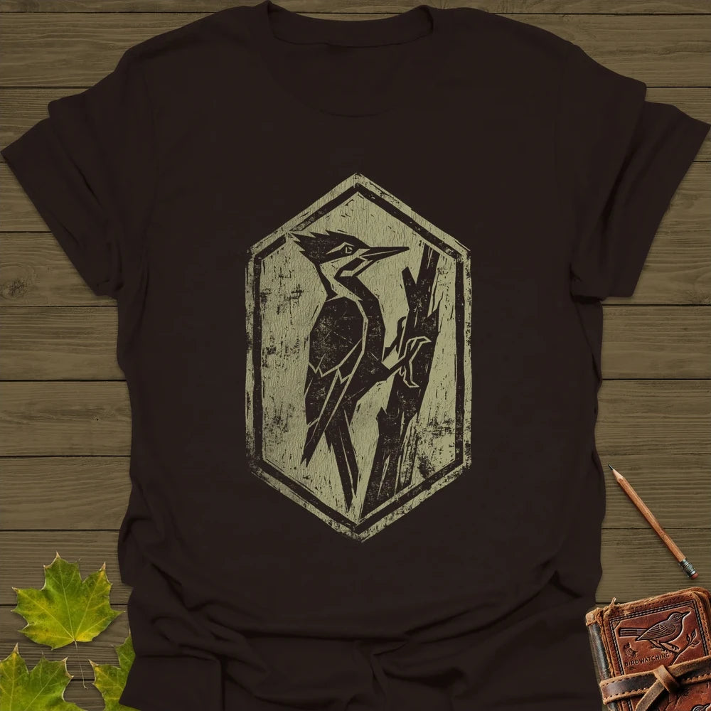 Woodpecker Silhouette T-Shirt Dark Chocolate