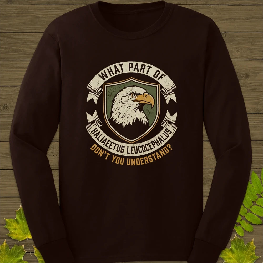 Nerdy Bald Eagle Long Sleeve Dark Chocolate