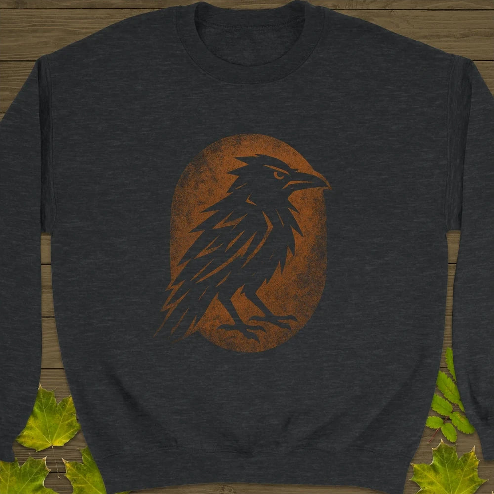 Raven Silhouette Crewneck Sweatshirt Dark Heather
