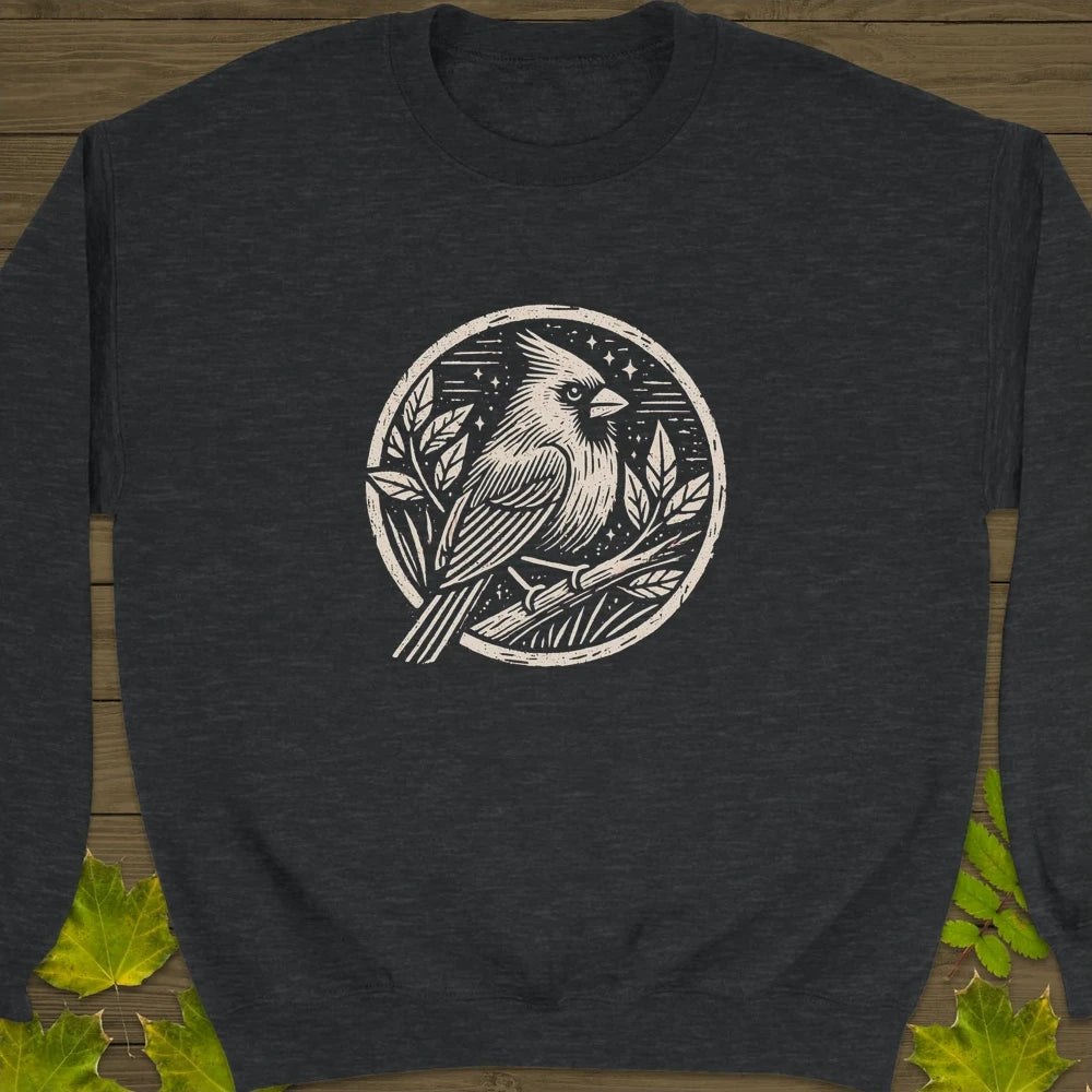 Celestial Cardinal Crewneck Sweatshirt Dark Heather