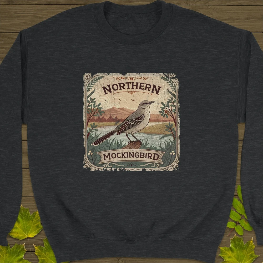 Mockingbird Melody Poster Crewneck Sweatshirt Dark Heather