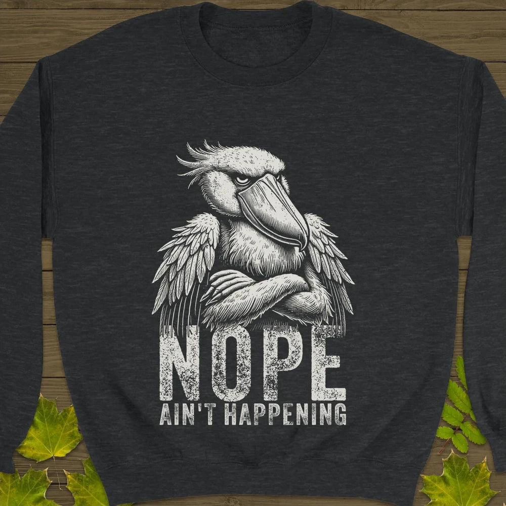 Nope - Grumpy Stork Crewneck Sweatshirt Dark Heather