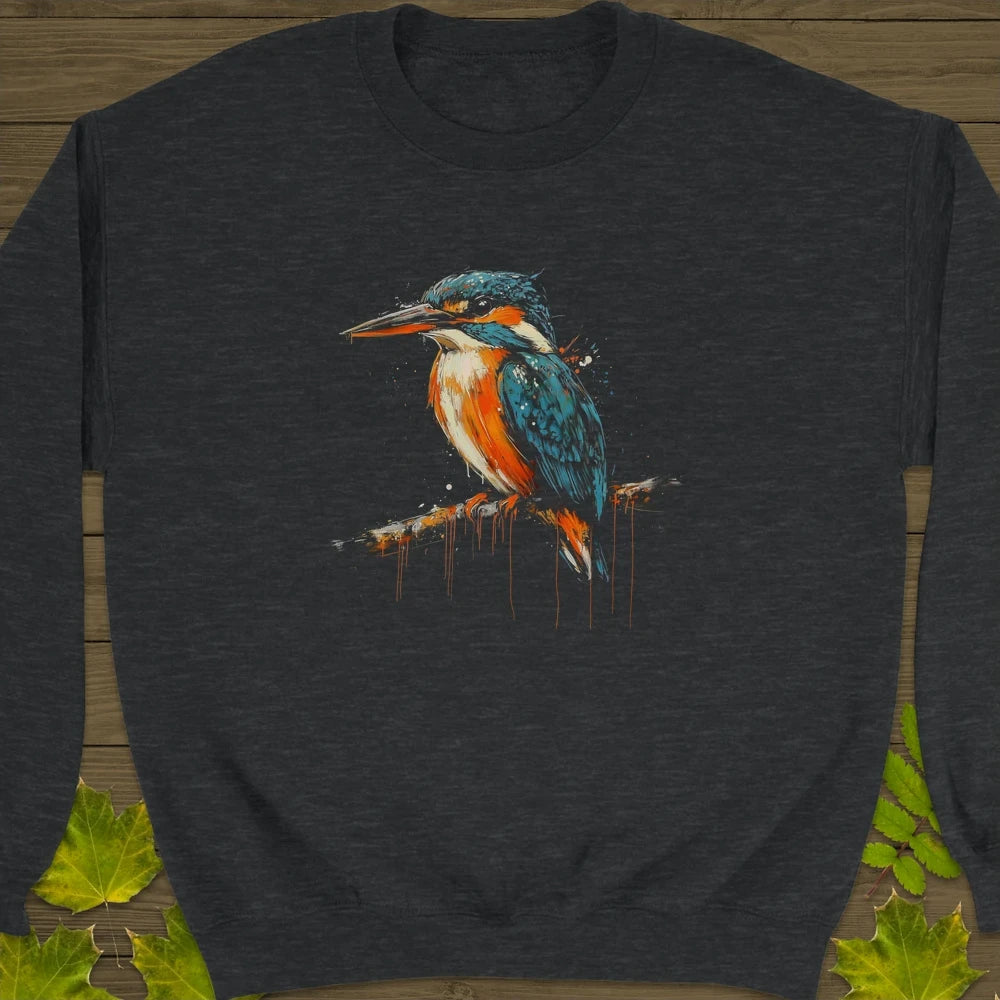 Graffiti Kingfisher Crewneck Sweatshirt Dark Heather