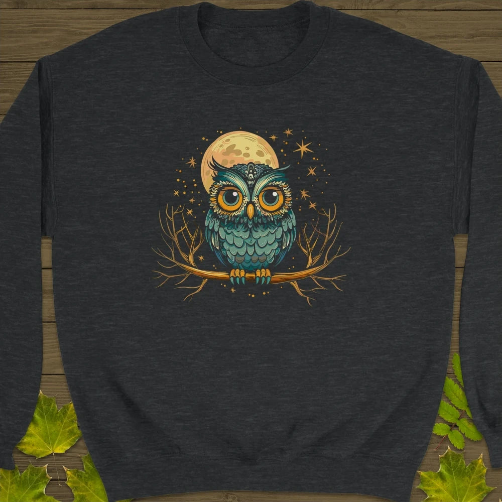 Midnight Mystic Owl Crewneck Sweatshirt Dark Heather