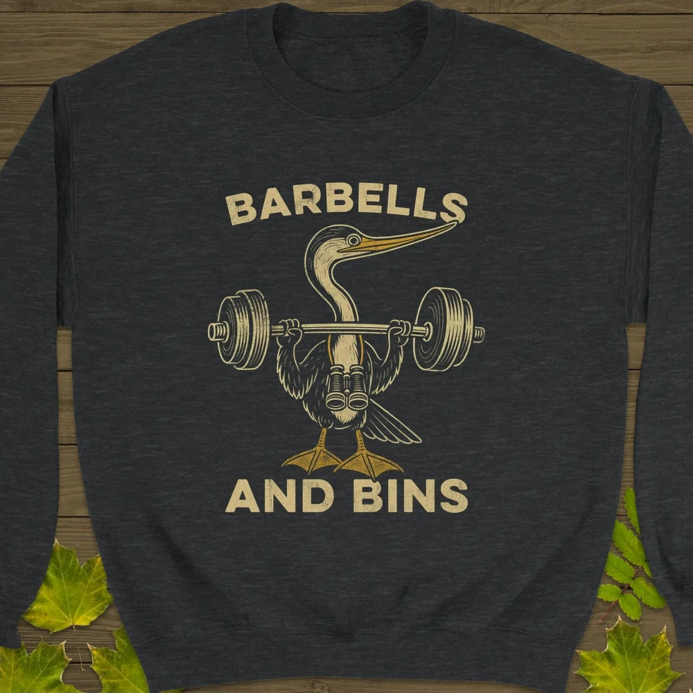 Barbells and Bins Crewneck Sweatshirt Dark Heather