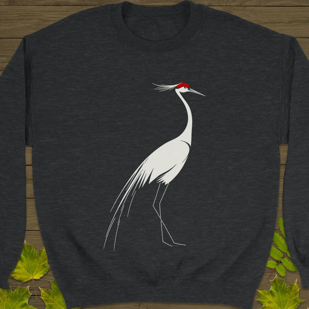 Elegant Lines Crane Crewneck Sweatshirt Forest Green