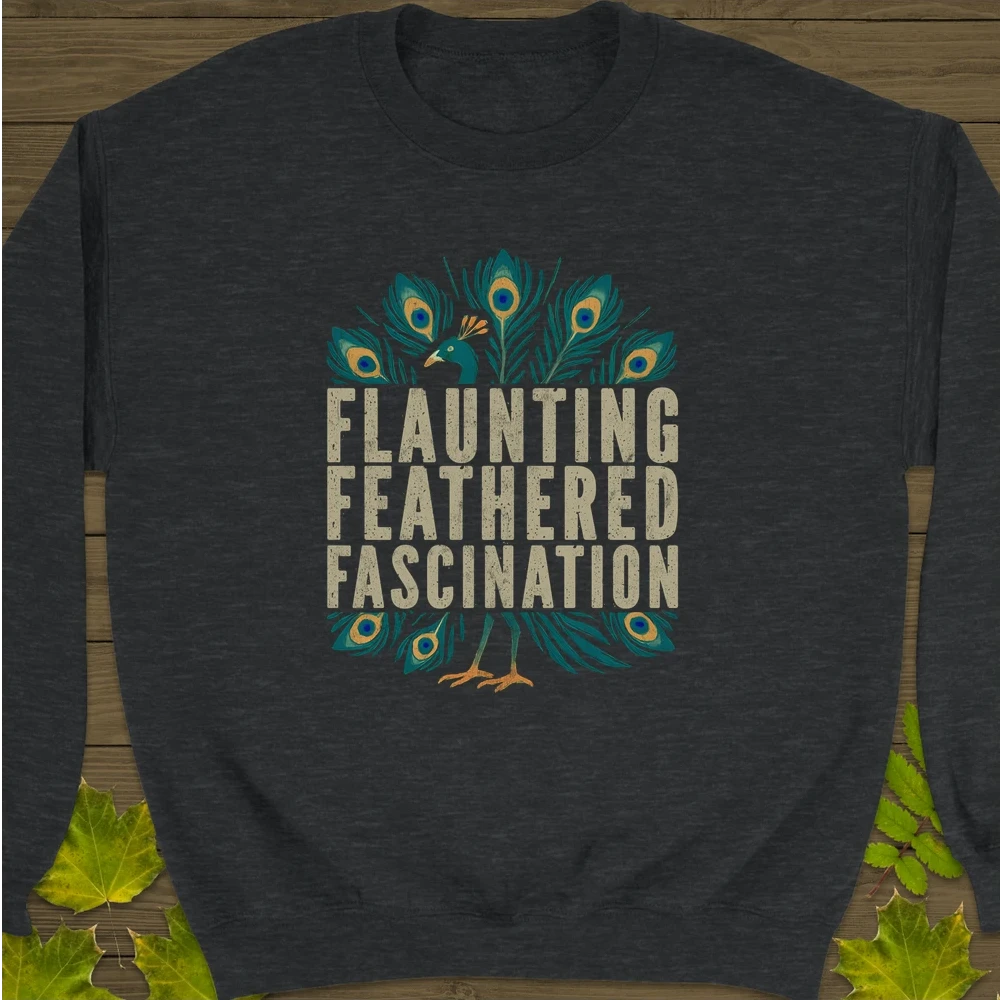 Feathered Fascination Crewneck Sweatshirt Dark Heather