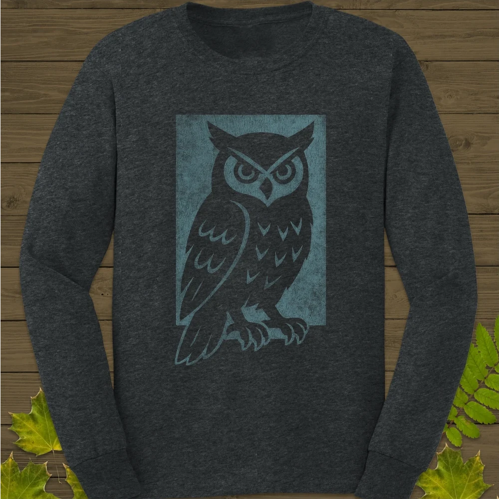 Shadow Owl Long Sleeve Dark Heather