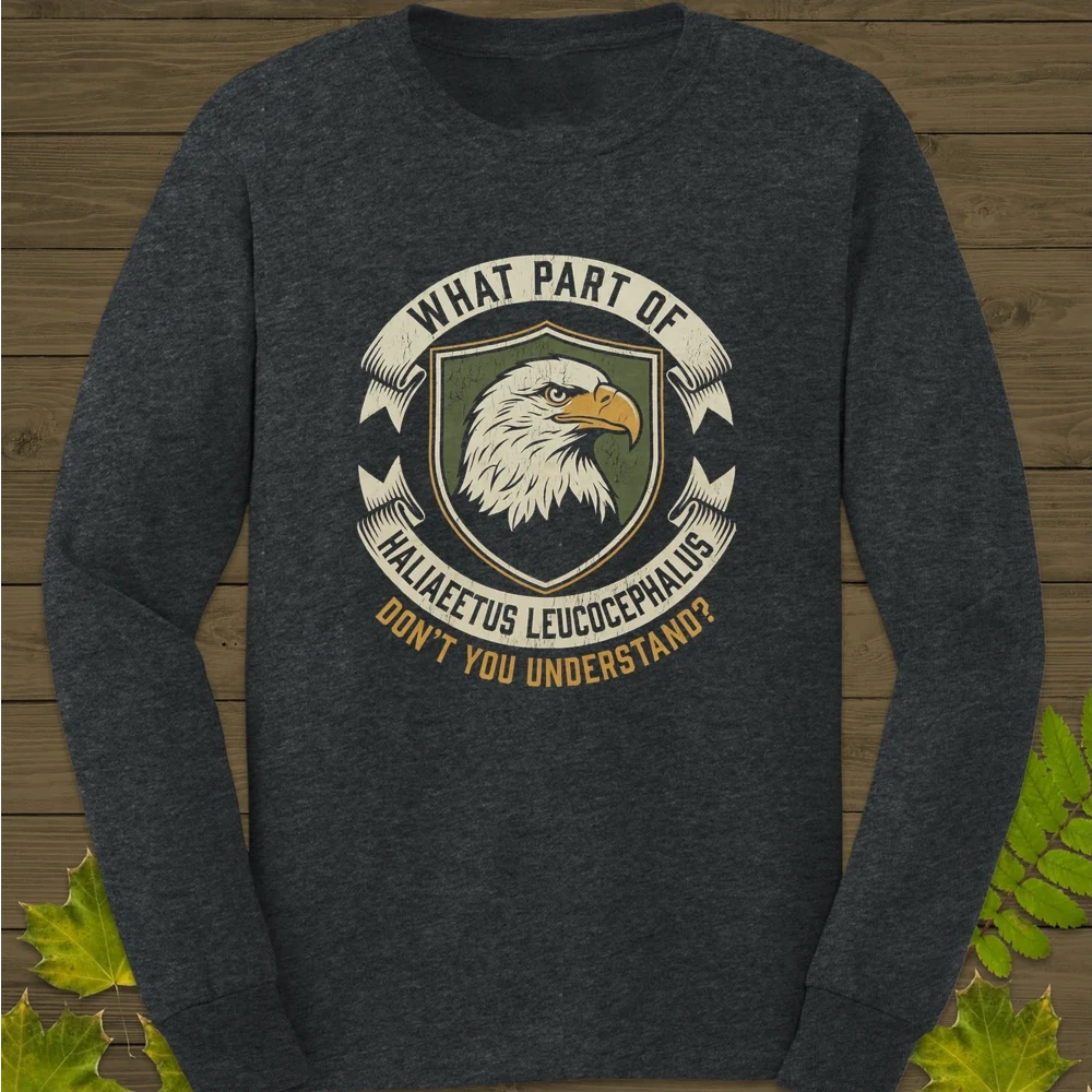 Nerdy Bald Eagle Long Sleeve Dark Heather