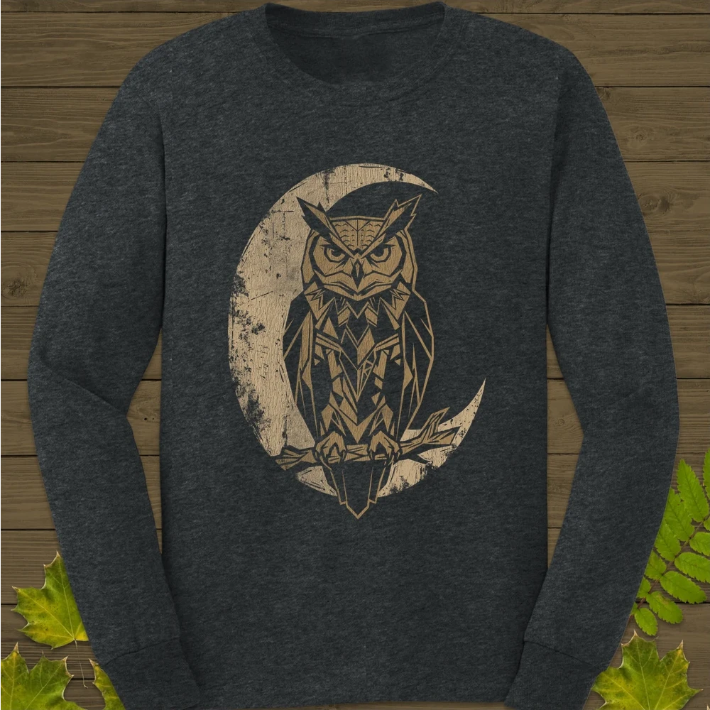 Lunar Owl Long Sleeve Dark Heather