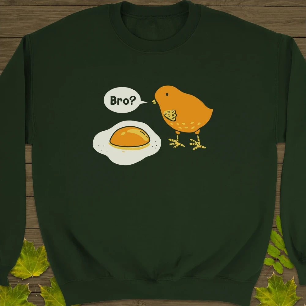 Bro? Chick and Egg Crewneck Sweatshirt Forest Green