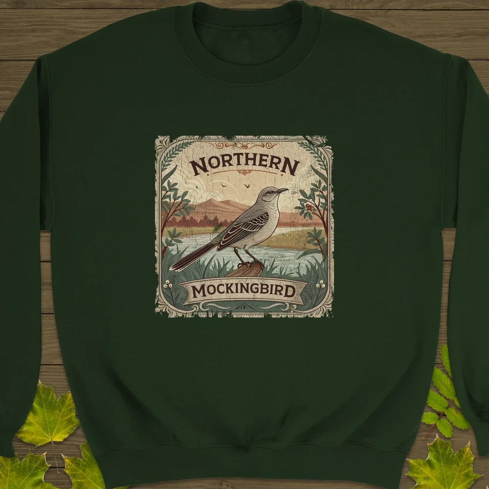 Mockingbird Melody Poster Crewneck Sweatshirt Forest Green