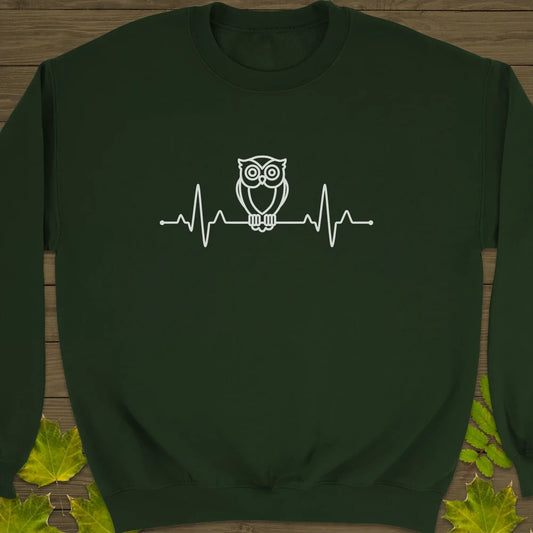 Owl Heartbeat Sweatshirt Forest Green