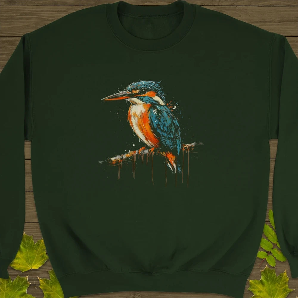Graffiti Kingfisher Crewneck Sweatshirt Forest Green