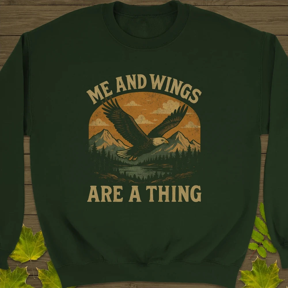 Me and Wings Crewneck Sweatshirt Forest Green