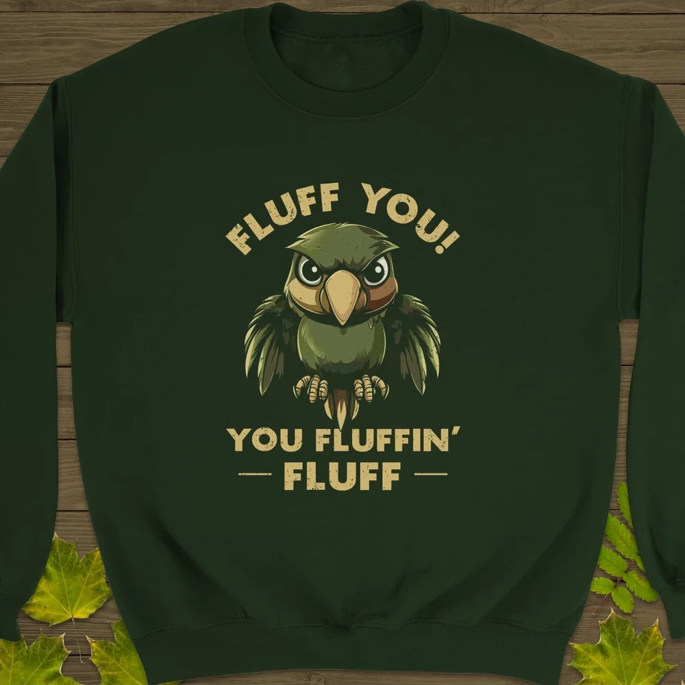 Fluff You Parrot Crewneck Sweatshirt Forest Green