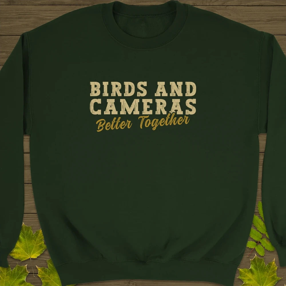 Birds And Cameras Crewneck Sweatshirt Forest Green